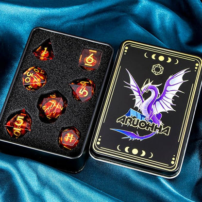 ARUOHHA DND Resin Dice Gazes Eye Dice Liquid Core Flaming RPG Sharp Edged Dice - Image 7