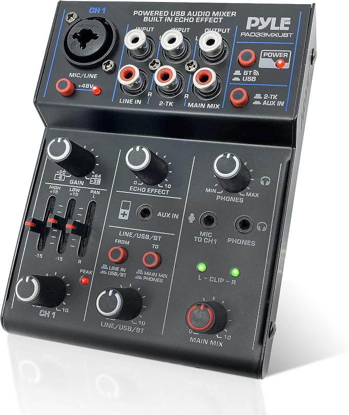 Pyle 3-Channel Professional Wireless DJ Audio Mixer by PyleUSA