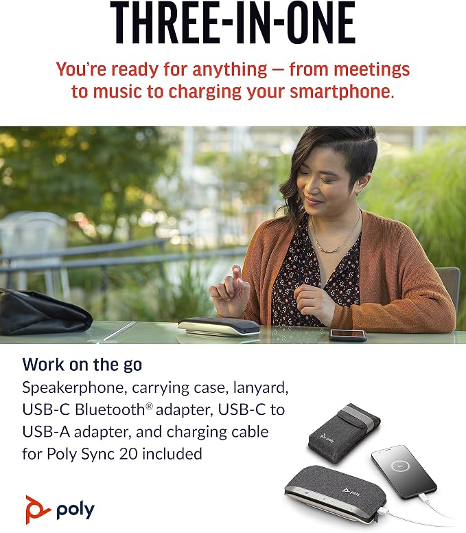 Poly Sync 20+ Personal Portable Bluetooth Speakerphone – Noise/Echo Reduction – - Image 4