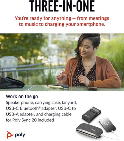 Poly Sync 20+ Personal Portable Bluetooth Speakerphone – Noise/Echo Reduction – - Image 4