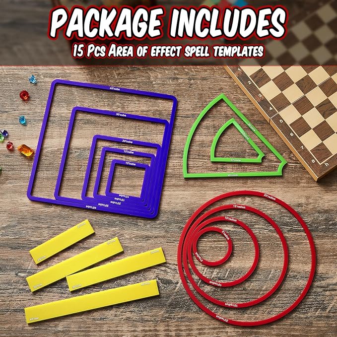 Sintuff 15 Pcs Spell AOE Damage Template Translucent Acrylic Area of Effect - Image 3