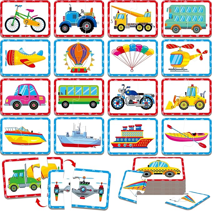 48 Vehicle Matching Puzzles, Self-Correcting Puzzle Match Game Educational by SpriteGru