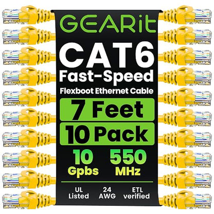 GEARit Cat 6 Ethernet Patch Cable 7 ft Yellow by GEARit
