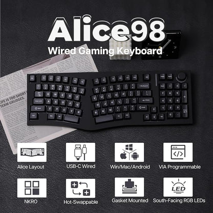 Feker Alice98 Ergonomic 98 Keys Custom Mechanical Keyboard, VIA Programmable - Image 2