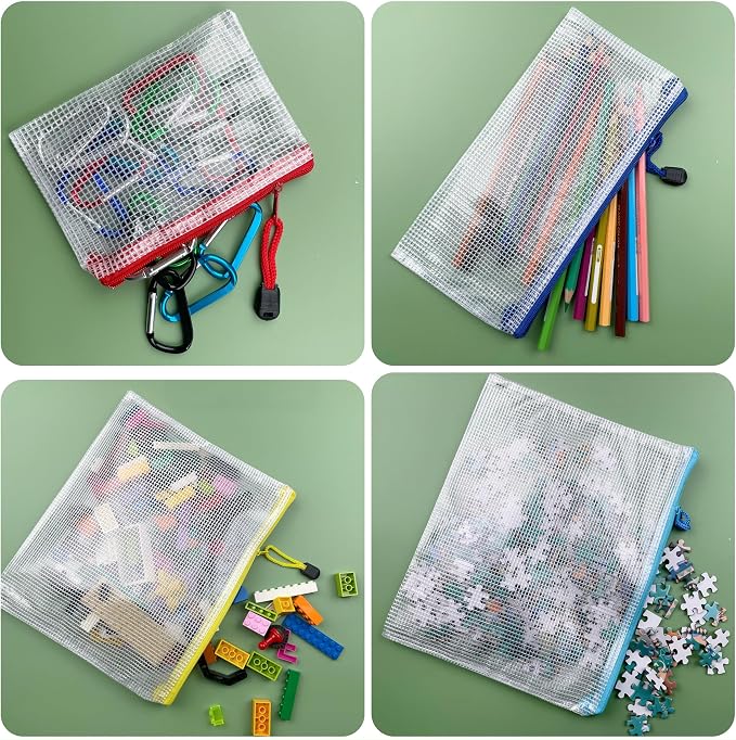 Oaimyy-16 Pcs-3"x 5"-Plastic Mesh Zipper Pouch Document Folders Bag Zipper Zip - Image 4