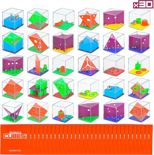 BONNYCO Brain Teaser Puzzles Cubes Kids Party Favors Pack 30 Pinata Goodie Bags by BONNYCO