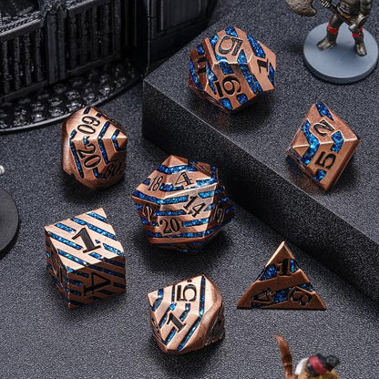 Metallic Glitter Stripes D&D Dice Set, DND Metal Dice - Image 3