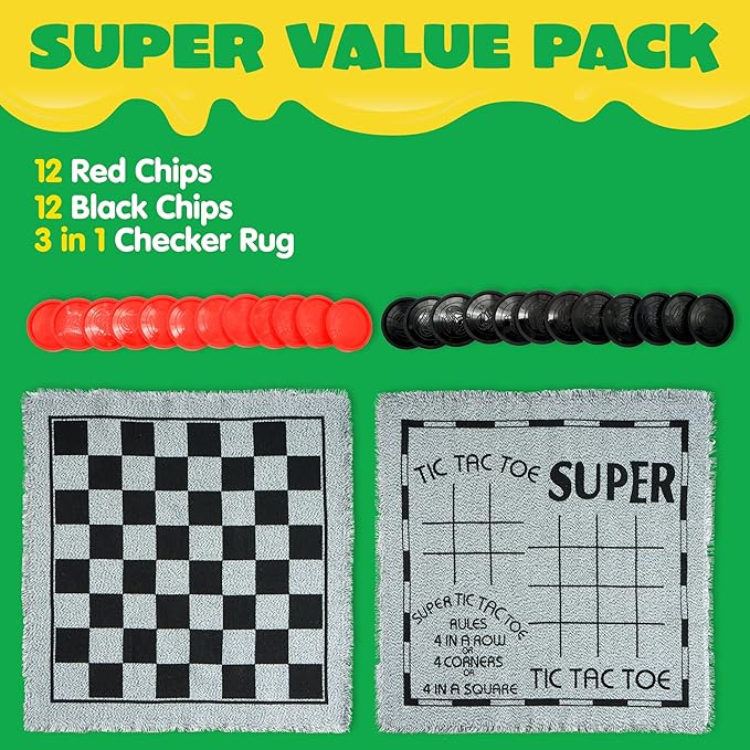 3-in-1 Vintage Giant Checkers, - Image 2