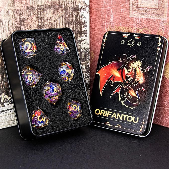 Butterfly DND Dice Purple Liquid Core Dice Set - Image 7