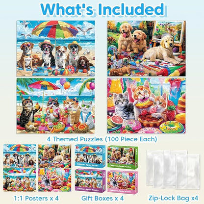 4-Pack 100 Piece Puzzles for Kids Ages 4-6 - Image 2