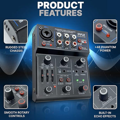 Pyle 3-Channel Professional Wireless DJ Audio Mixer - Image 6