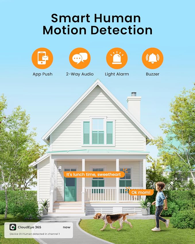 Camcamp Wireless Security Camera System, Solar Powered PTZ 4MP 6 Cam-kit Camera - Image 7