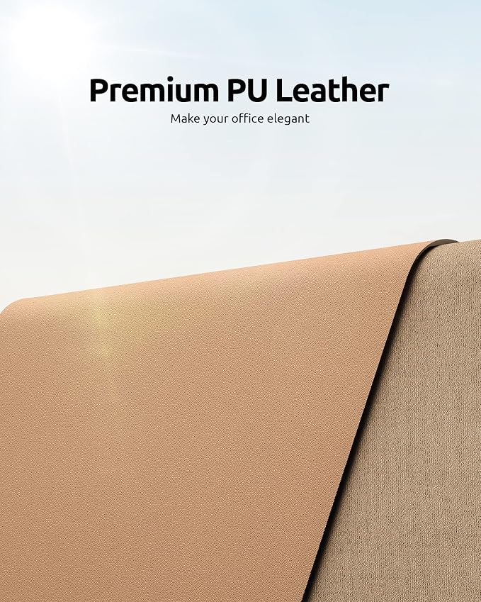 YSAGi Leather Desk Protector, Office Mat, Large Mouse Mat, Non-Slip PU Leather - Image 2