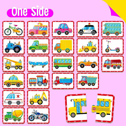 48 Vehicle Matching Puzzles, Self-Correcting Puzzle Match Game Educational - Image 4