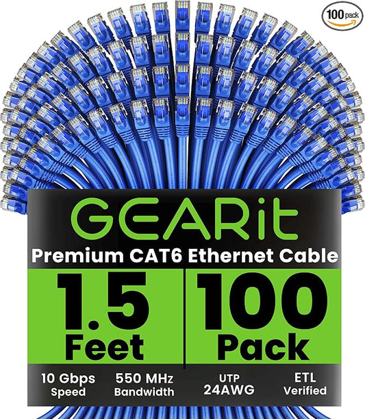 GEARit Cat 6 Ethernet Cable Cat6 Network Patch, Snagless Cord, Internet by GEARit