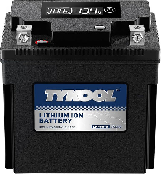 TYKOOL LFP9A-A, 3X Cranking Amps, LiFePO4 Lithium Motorcycle Battery, 12V 4AH by TYKOOL