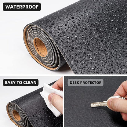 AFIING Leather Desk Pad Protector, Office Desk Mat, Large Mouse Pad, Desk mat - Image 4