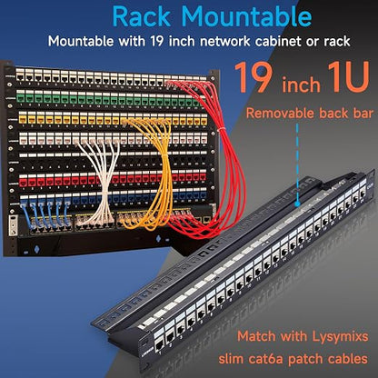 24 Port RJ45 Patch Panel Cat7 STP Feed Through, Coupler Network Panel 19 Inch - Image 6
