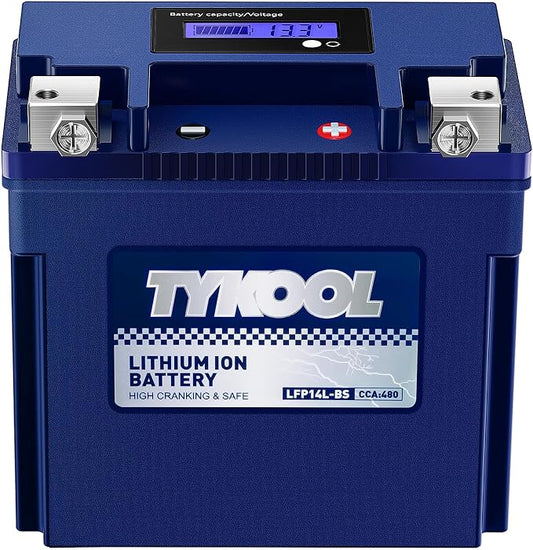 TYKOOL YTX14L-BS 3X Cranking Amps, 5X Life, Lithium LiFePO4 Motorcycle Battery by TYKOOL