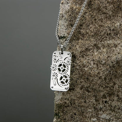 Stainless Steel Mechanical Rotatable Gear Pendant Necklace - Image 8