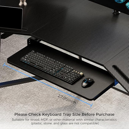 EUREKA ERGONOMIC Adjustable Keyboard Tray Under Desk, 28x11 Inch Large Slide - Image 2