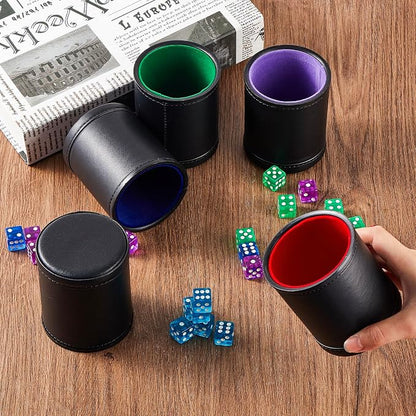5 Pack Black Leather Dice Cups - Image 2