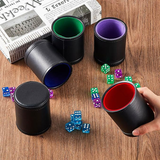 5 Pack Black Leather Dice Cups - Image 2