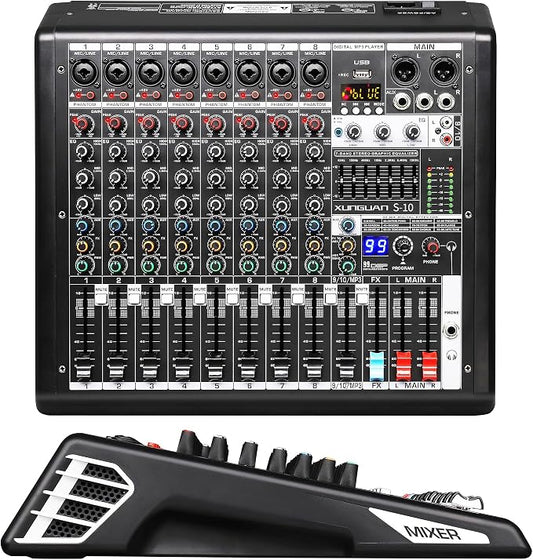 S-10 Audio Mixer 10 channel 8 channel Professional DJ Mixing Console by XUNGUAN