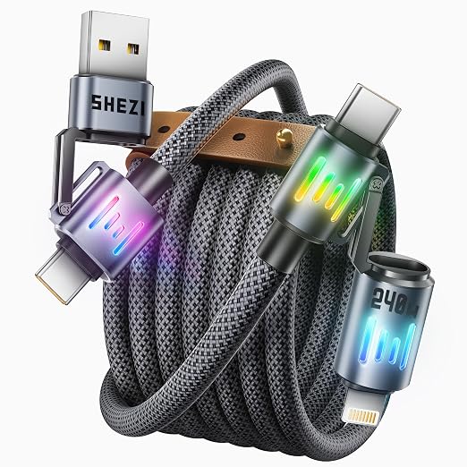 SHEZI 4-in-1 USB C Cable Nylon iPhone Charger Cord by SHEZI