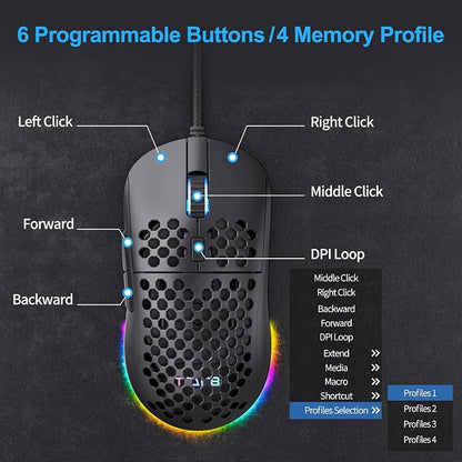 TMKB Falcon M1SE Ultralight Honeycomb Gaming Mouse, High-Precision 12800DPI - Image 3