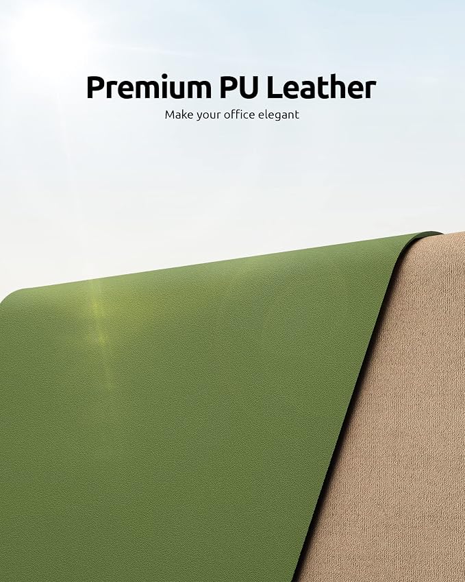 YSAGi Leather Desk Protector, Office Mat, Large Mouse Pad, Non-Slip PU Leather - Image 2
