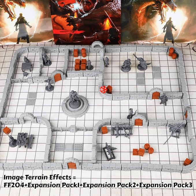 Dungeon Walls 40pcs 28mm Miniature RPG Terrain Modular System DND Building - Image 3