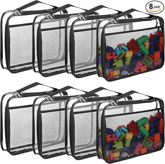 8 Packs Toy Storage Bags with Zipper, Reusable Toy Storage Organizer with by BOBOKA