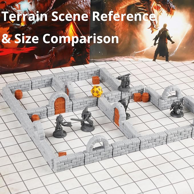 Dungeon Walls 40pcs 28mm Miniature RPG Modular System DND Terrain Building - Image 3