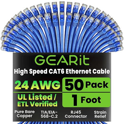 GEARit Cat 6 Ethernet Patch Cable 1 ft Blue by GEARit