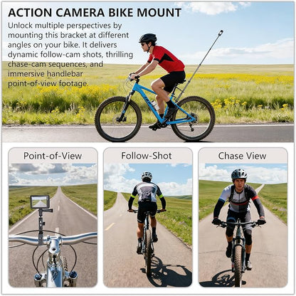 Motorcycle Camera Mount for Insta 360 x5, Adjustable GoPro Bike Extension Pole - Image 6
