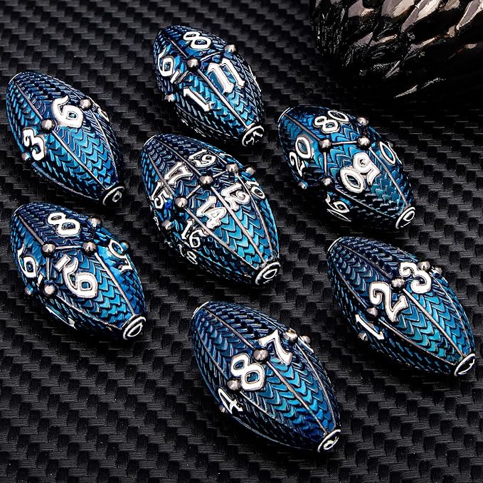 ARUOHHA DND Metal Dice Black Blue Dragons Egg Dice - Image 6