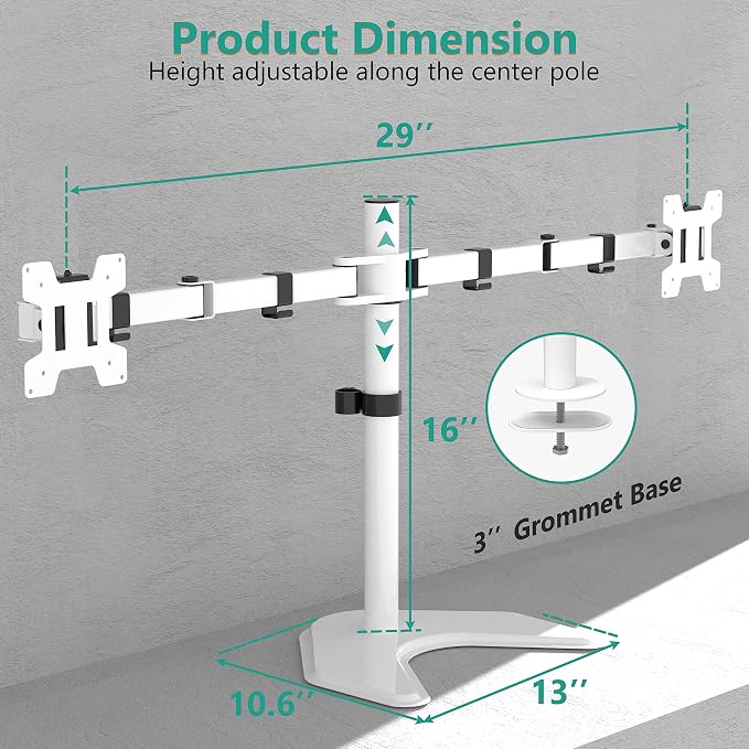 WALI Dual Monitor Stand, Free Standing Desk Mount - Image 5