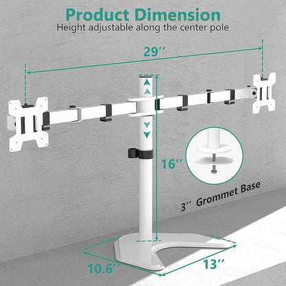 WALI Dual Monitor Stand, Free Standing Desk Mount - Image 5