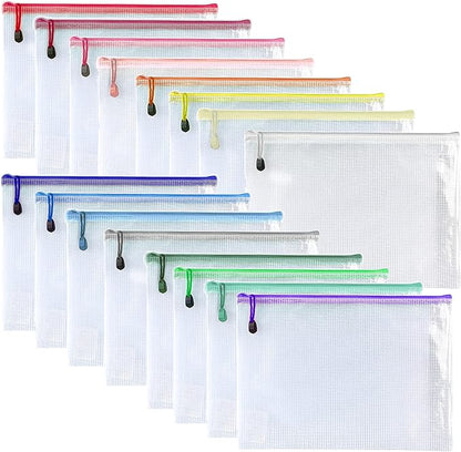 Oaimyy-16 PCS-6" x 8" Inch -Mesh Zipper Pouch, Plastic Zip File Folders Puzzle - Image 9