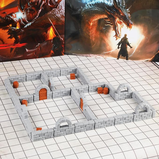 Dungeon Walls 40pcs 28mm Miniature RPG Modular System DND Terrain Building by AUSPDICE