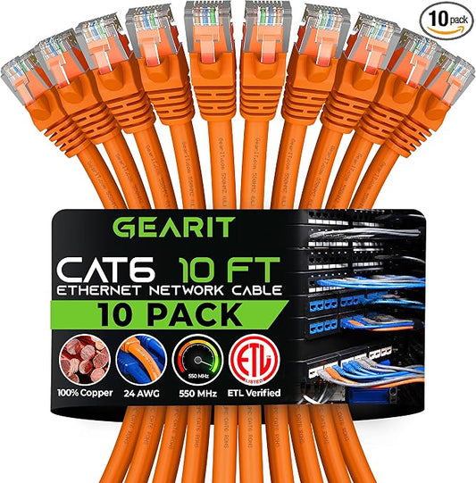GearIT Cat 6 Ethernet Cable Cat6 Network Patch, Snagless Cord, Internet by GEARit