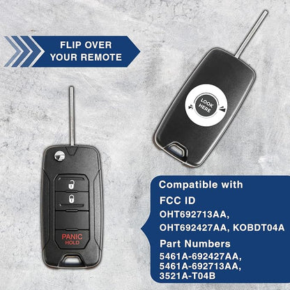 KeylessOption Keyless Entry Remote Control Car Flip Key Blade Fob Uncut Blank - Image 5