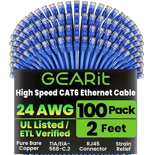 GEARit Cat 6 Patch Cables 2 ft Blue by GEARit