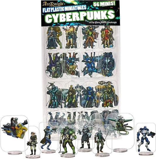 Arcknight Flat Plastic Miniatures: Cyberpunks; 56 Unique Sci-Fi-Themed Minis by Arcknight