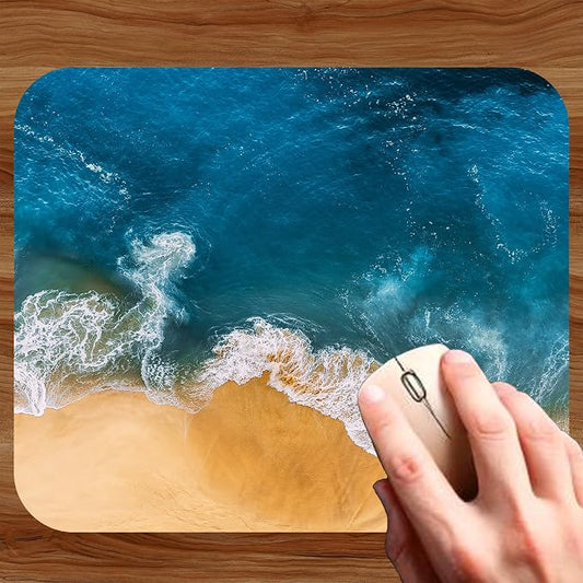 Coastal Shoreline Waves Sandy Beach Theme Mouse Pad Mat Mousepad - Image 2
