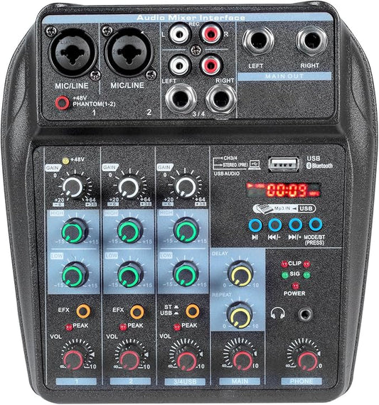 Dj Mixers 4 Channel Audio Mixer Sound Board by jindaaudio