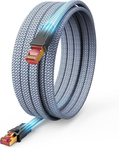 Snowkids Cat 8 Ethernet Cable 65 FT, Braided Heavy Duty High Speed by Snowkids