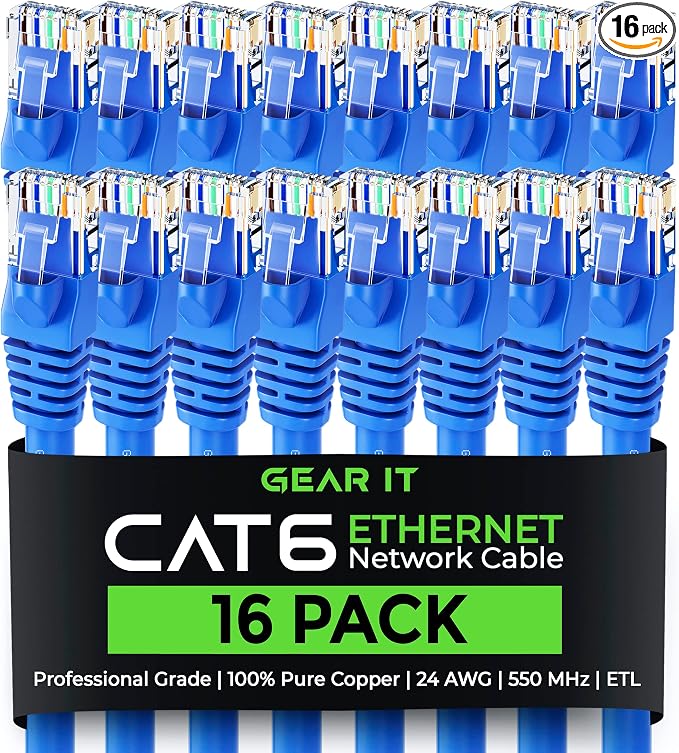 GearIT Cat 6 Ethernet Cable Cat6 Network Patch, Snagless Cord, Internet by GEARit