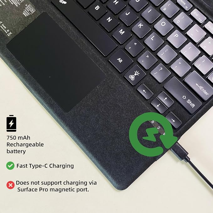 Keyboard for Microsoft Surface Pro Copilot+ / Pro 11 / Pro 10 / Pro 9 / Pro 8 / - Image 5